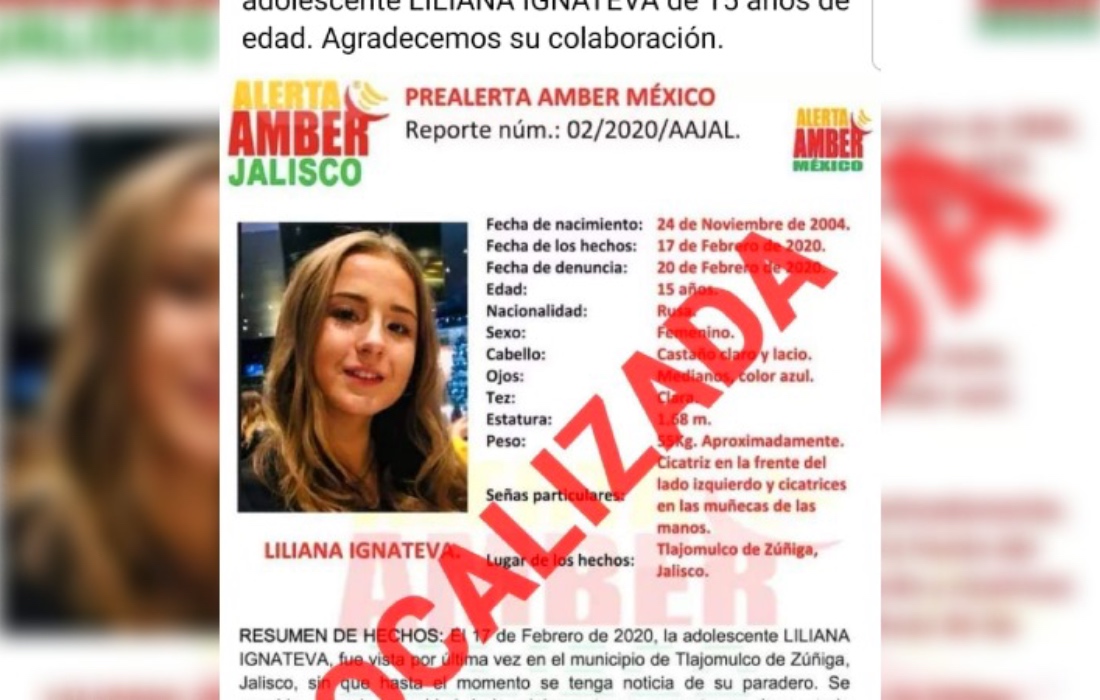 Localizan a adolescente rusa con reporte de desaparecida en Jalisco