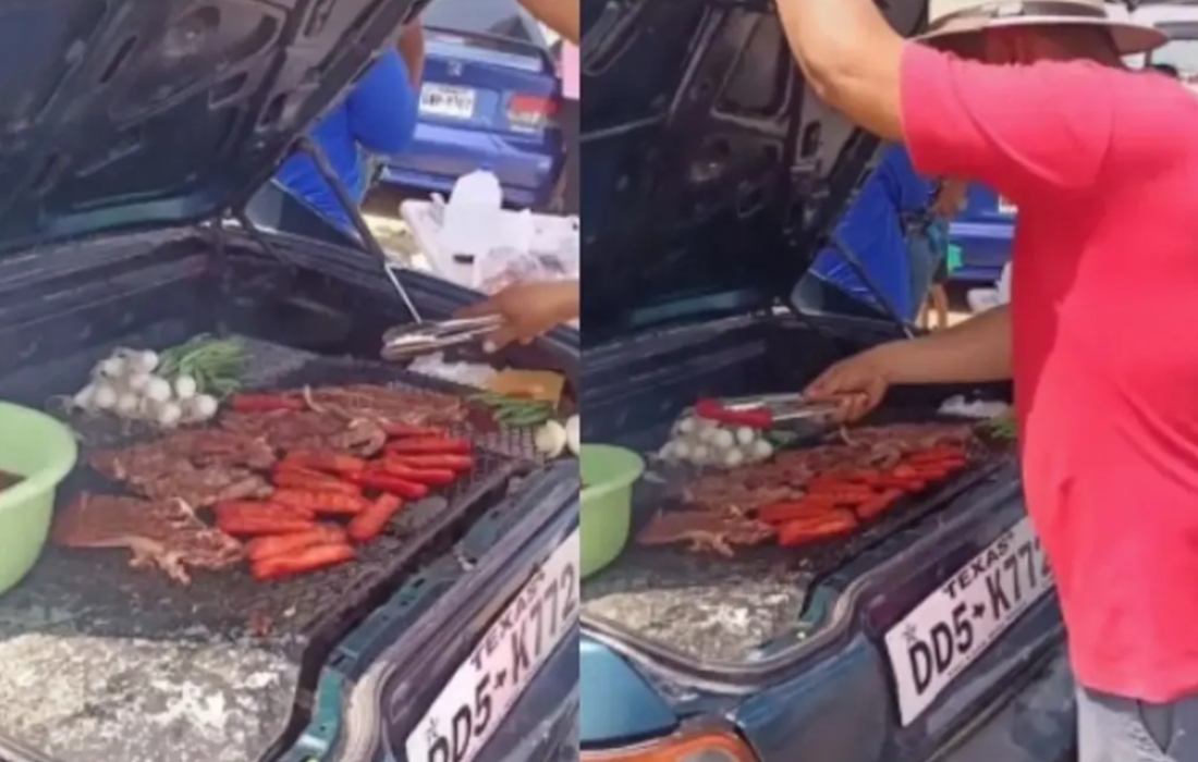 Viral: Usan cajuela de su auto para hacer la 'carnita asada'